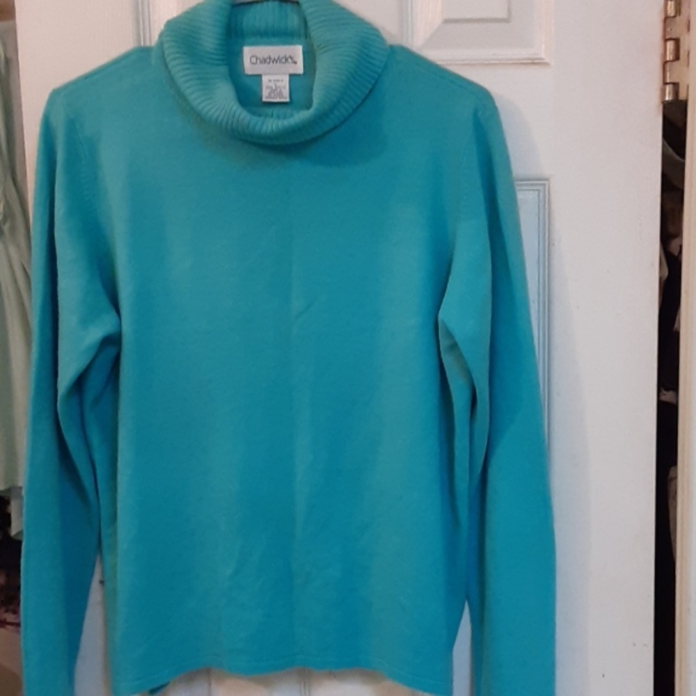 Cow neck turquoise sweater  by chadwicks